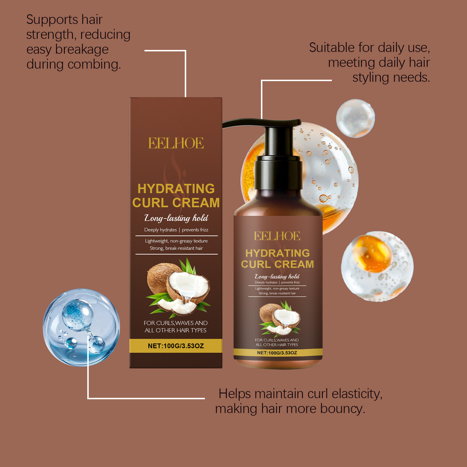물결 모양과 곱슬머리를 위한 컬 스타일링 크림, 곱슬거 - Hair Care Natur 리뷰 및 가격