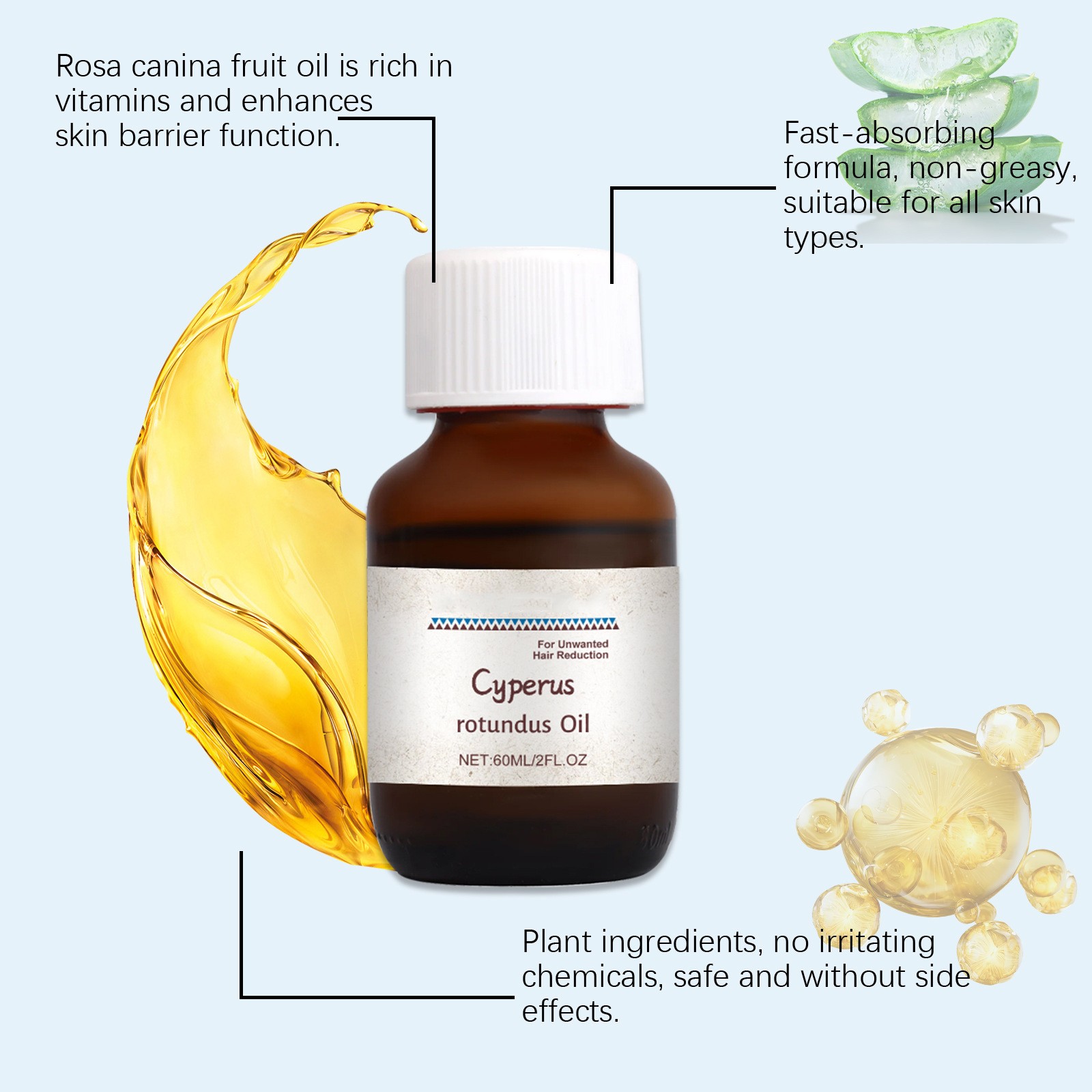 Cyperus Rotundus 제모 케어 오일, 식물  - House Hair Care 리뷰 및 가격
