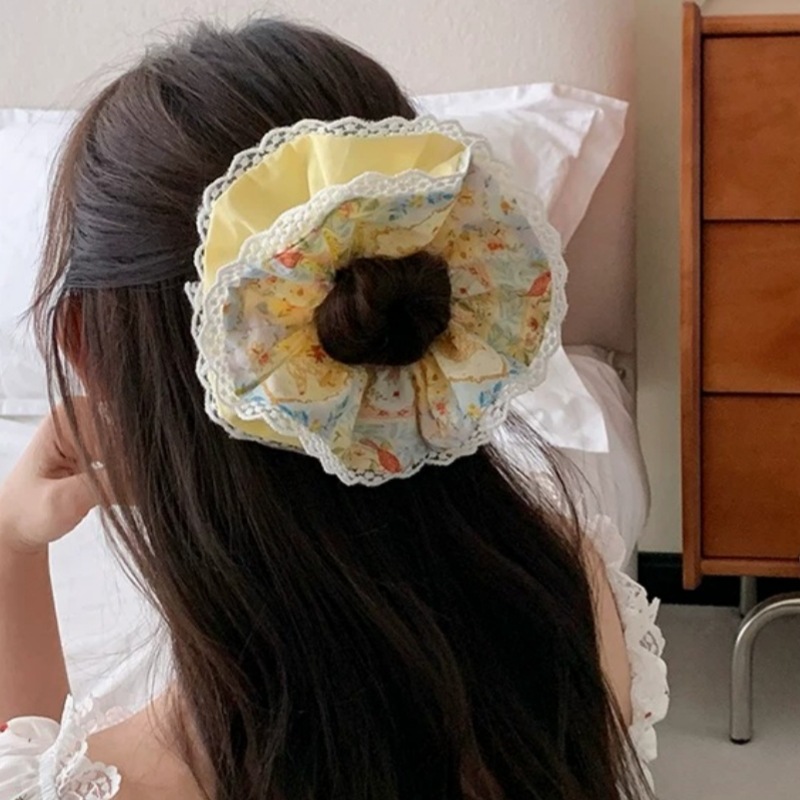 봄맞이 유화풍 꽃무늬 레이스 장식 머리끈, 한국 스타일 - Hair Care Korea 리뷰 및 가격